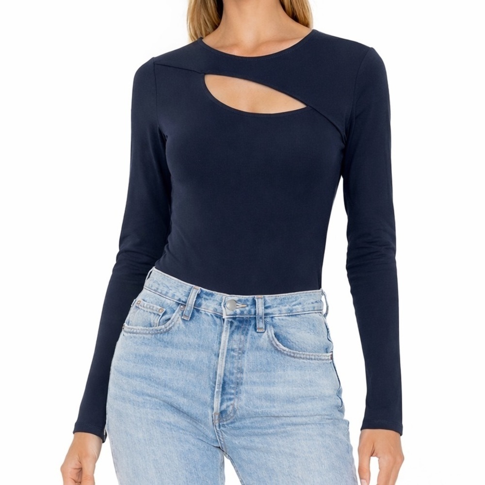 Abercrombie Black Long Sleeve Shirt Cutout Bodysuit Bodycon Sexy Going Out Top